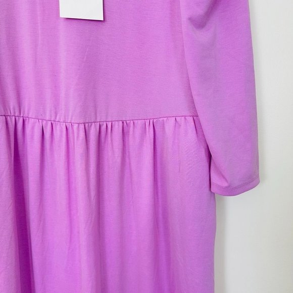 Who What Wear Women's Dress Medium Purple Midi Half Length Sleeve Ruffle Hem New - Picture 4 of 12